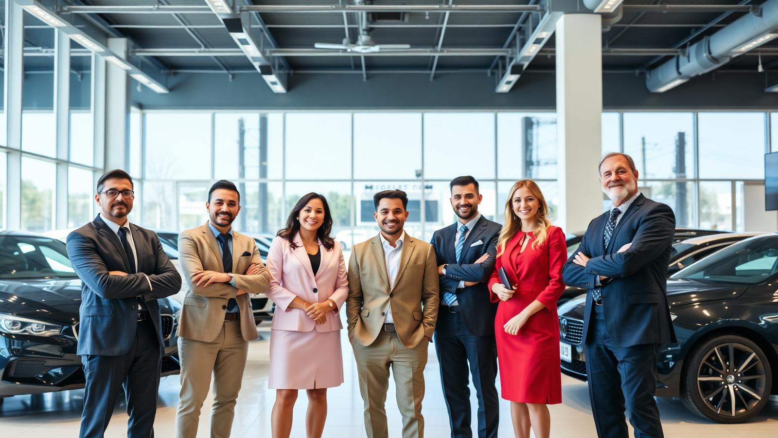 Dealership sales team on the showroom floor